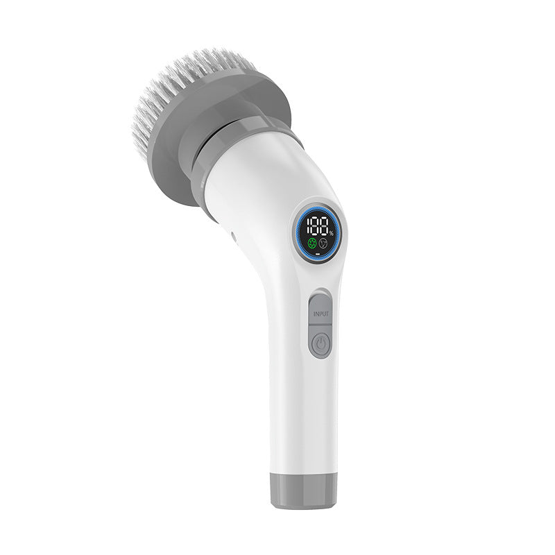 Handheld electric spin scrubber with LCD battery display - Gray